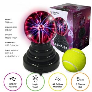 LUCE PLASMA lampeggiante 14cm c/Cavo USB o Batterie AA (non incluse) In box 11x16cm…x24