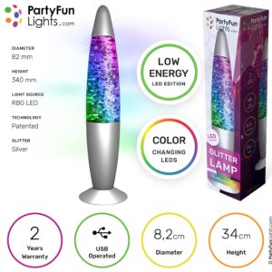 LAMPADA Glitterata c/Cavo USB 8x34cm…x8