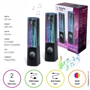 ALTOPARLANTI ACQUA DANZANTE, Plug & Play, Effetti Led, 15x25cm…x12