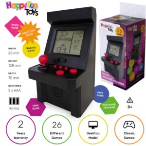 MACCHINA ARCADE DEKSTOP RETRO’ c/26 giochi 6x12cm…x24