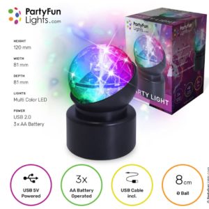 MINI LUCE FESTA 8cm c/effetti luce e cavo USB o Batterie AA (non incluse)…x24