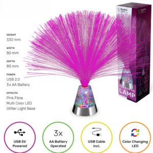 LAMPADA GLITTERATA LED Glitter Fiber Optic Lamp c/fibra ottica c/cambio colore 30cm (In Box 30x9cm)…x24