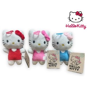 (Mis 1) HELLO KITTY Peluche 17cm -3ass c/Bagclip…x24