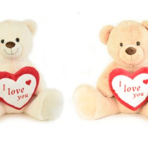 (Mis 8) TERRY ORSO Peluche seduto c/cuore “I LOVE YOU” 60cm -2ass…x6