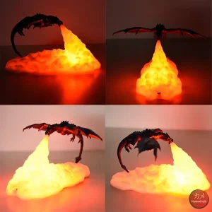 Lampada 3D -  Drago con Fiamma Luce Led